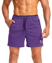 Load image into Gallery viewer, G Gradual Men's 5" Running Shorts with Zip Pockets – Quick-Dry Gym & Athletic Workout Shorts in Purple