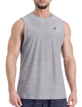 Load image into Gallery viewer, EZRUN Men's Tank Tops Quick Dry Workout Muscle Sleeveless Shirts Summer Gym Athletic Shirt for Swim Beach Running Light Grey