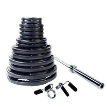 Load image into Gallery viewer, 300lb. Rubber Grip Olympic Weight Set with 7ft. Olympic bar and collars - The Home Fitness Corp