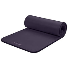 Load image into Gallery viewer, Retrospec Solana Yoga Mat 1" Thick w/Nylon Strap for Men & Women - Non Slip Exercise Mat for Home Yoga, Pilates, Stretching, Floor & Fitness Workouts - Eggplant