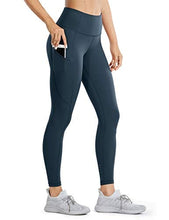 Load image into Gallery viewer, CRZ YOGA Women's Naked Feeling Workout Leggings 25 Inches - High Waisted Yoga Pants with Side Pockets Dark Green