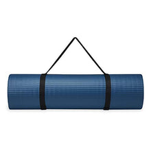 Load image into Gallery viewer, Gaiam Essentials Thick Yoga Mat Fitness & Exercise Mat with Easy-Cinch Carrier Strap, Navy, 72"L X 24"W X 2/5 Inch Thick