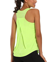 Load image into Gallery viewer, Aeuui Workout Tops for Women Mesh Racerback Tank Yoga Shirts Gym Clothes Fluorescent Yellow