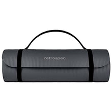 Load image into Gallery viewer, Retrospec Solana Yoga Mat 1" Thick w/Nylon Strap for Men & Women - Non Slip Exercise Mat for Home Yoga, Pilates, Stretching, Floor & Fitness Workouts - Graphite