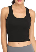 Load image into Gallery viewer, Porvike Sports Crop Tank Tops for Women Cropped Athletic Yoga Tops Racerback Running Tanks Cotton Workout Shirts Sleeveless Undershirts Exercise Gym Clothes 3 Pack Black White Grey M