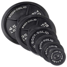 Load image into Gallery viewer, 355lb. Cast Iron Olympic Plate Set Weight Training Plate Set - The Home Fitness Corp