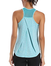 Load image into Gallery viewer, Aeuui Workout Tops for Women Mesh Racerback Tank Yoga Shirts Gym Clothes Lake Blue