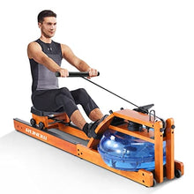 Load image into Gallery viewer, RUNOW Water Rowing Machine with LCD Monitor Water Rower Wooden Adjustable Resistance Oak Wood Rowing Machine for Home Use