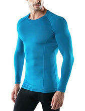 Load image into Gallery viewer, ATHLIO Men's UPF 50+ Long Sleeve Compression Shirts, Water Sports Rash Guard Base Layer, Athletic Workout Shirt, 3pack Navy/Blue/Sky