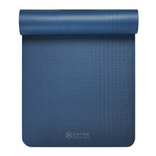 Load image into Gallery viewer, Gaiam Essentials Thick Yoga Mat Fitness & Exercise Mat with Easy-Cinch Carrier Strap, Navy, 72"L X 24"W X 2/5 Inch Thick