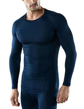 Load image into Gallery viewer, ATHLIO Men's UPF 50+ Long Sleeve Compression Shirts, Water Sports Rash Guard Base Layer, Athletic Workout Shirt, 3pack Navy/Blue/Sky