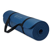Load image into Gallery viewer, Gaiam Essentials Thick Yoga Mat Fitness & Exercise Mat with Easy-Cinch Carrier Strap, Navy, 72"L X 24"W X 2/5 Inch Thick