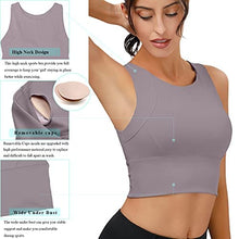 Load image into Gallery viewer, High Neck Sports Bra for Women Longline Full Coverage Sports Bras Medium Impact Padded Workout Crop Tops for Yoga Gym