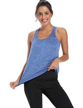 Load image into Gallery viewer, Aeuui Workout Tops for Women Mesh Racerback Tank Yoga Shirts Gym Clothes Bright Blue