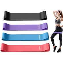 Load image into Gallery viewer, Resistance Bands, 4PCS Exercise Bands for Legs Glutes Arms, 4 Levels Skin-Friendly Resistance Fitness Exercise Loop Bands for Gym Home Yoga Pilates with Carry Bag and Instruction Guide