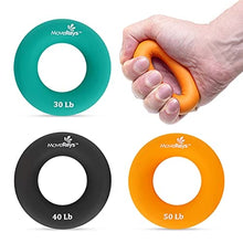 Load image into Gallery viewer, MoveRays Hand Grip Strengthener, Forearm, Fingers Exerciser - Silicone Rings for Muscle Training, Sports, Rock Climbing, Fitness