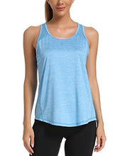 Load image into Gallery viewer, Aeuui Workout Tops for Women Mesh Racerback Tank Yoga Shirts Gym Clothes Blue