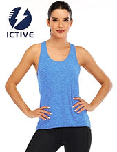 Load image into Gallery viewer, ICTIVE Womens Cross Backless Workout Tops for Women Racerback Tank Tops Open Back Running Tank Tops Muscle Tank Yoga Shirts Workout Tank Tops for Women Yoga Tops Active Tanks Light Blue