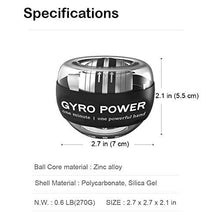 Load image into Gallery viewer, GOZATO Auto-Start Wrist Power Gyro Ball, Wrist Strengthener and Forearm Exerciser for Stronger Arm Fingers Wrist Bones and Muscle with LED Lights