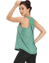 Load image into Gallery viewer, Aeuui Workout Tops for Women Mesh Racerback Tank Yoga Shirts Gym Clothes Foliage Green