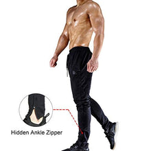 Load image into Gallery viewer, BROKIG Mens Zip Jogger Pants - Casual Gym Fitness Trousers Comfortable Tracksuit Slim Fit Bottoms Sweat Pants with Pockets (Black)