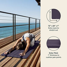 Load image into Gallery viewer, Retrospec Solana Yoga Mat 1" Thick w/Nylon Strap for Men & Women - Non Slip Exercise Mat for Home Yoga, Pilates, Stretching, Floor & Fitness Workouts - Eggplant