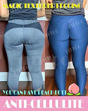 Load image into Gallery viewer, FITTOO Women's High Waist Yoga Pants Tummy Control Scrunched Booty Leggings Workout Running Butt Lift Textured Tights Peach Butt Blue