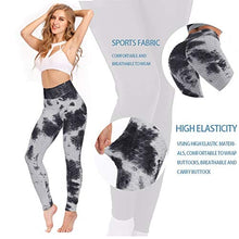 Load image into Gallery viewer, AIMILIA Butt Lifting Anti Cellulite Leggings for Women High Waisted Yoga Pants Workout Tummy Control Sport Tights - Z-dye-gray-black