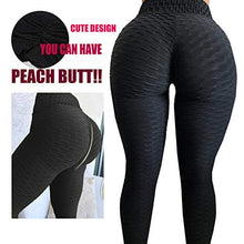 Load image into Gallery viewer, FITTOO Women's High Waist Textured Yoga Pants Tummy Control Scrunched Booty Capri Leggings Workout Running Butt Lift Textured Tights Black