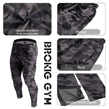 Load image into Gallery viewer, BROKIG Mens Zip Joggers Pants - Casual Gym Workout Track Pants Comfortable Slim Fit Tapered Sweatpants with Pockets (Camo Grey)