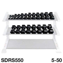 Load image into Gallery viewer, Body-Solid Vertical 5-50 lb. Rubber Dumbbell Package Weight Sets - The Home Fitness Corp