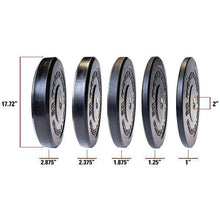 Load image into Gallery viewer, Chicago Extreme Bumper Olympic Plates in 10lb., 15lb., 25lb., 35lb. and 45lb. Weight Plates - The Home Fitness Corp