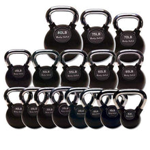 Load image into Gallery viewer, Premium Kettlebells with Chrome Handles 5-80 Pounds Weights Kettle Bell Training - The Home Fitness Corp