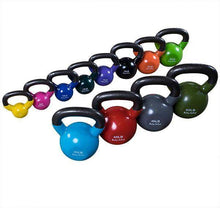 Load image into Gallery viewer, Vinyl Dipped Kettlebells Color Coded Individual Weights 5-50 Pounds - The Home Fitness Corp