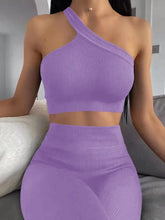 Load image into Gallery viewer, Purple Two Piece Women's Workout Outfits (2Pce Set)
