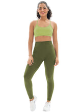 Load image into Gallery viewer, Seamless Workout Sets for Women 2 Piece Adjustable Strappy Sports Bra with High Waisted Butt Lifting Leggings Gym Sets(Our82 Army Green)
