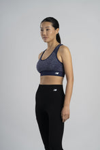 Load image into Gallery viewer, New Balance Women's Seamless MID Impact Heather Keyhole Sport Bra with Removable Pads, Pigment
