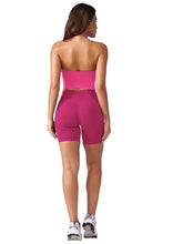 Load image into Gallery viewer, YEOREO Women's Halter Crop Top V Neck Workout Going Out Tank Top Hazel Padded Sleeveless Backless Trendy Summer Camisole Rose
