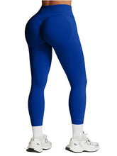 Load image into Gallery viewer, Impact Leggings for Women Seamless Workout Yoga Pants Hidden Scrunch Butt Tummy Control Gym Leggings Mid Low Waist 25" Deep Sea

