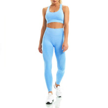 Load image into Gallery viewer, WodoWei Women 2 Piece Workout Outfits Sports Bra Seamless Leggings Yoga Gym Activewear Set (YO611-navy Blue)
