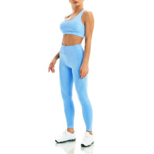 Load image into Gallery viewer, WodoWei Women 2 Piece Workout Outfits Sports Bra Seamless Leggings Yoga Gym Activewear Set (YO611-navy Blue)
