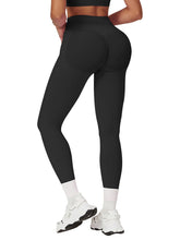Load image into Gallery viewer, Impact Leggings for Women Seamless Workout Yoga Pants Hidden Scrunch Butt Tummy Control Gym Leggings Mid Low Waist 25" Black
