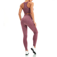 Load image into Gallery viewer, WodoWei Women 2 Piece Workout Outfits Sports Bra Seamless Leggings Yoga Gym Activewear Set (YO611-red Wine)
