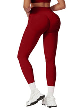 Load image into Gallery viewer, Impact Leggings for Women Seamless Workout Yoga Pants Hidden Scrunch Butt Tummy Control Gym Leggings Mid Low Waist 25" Scarlett Red
