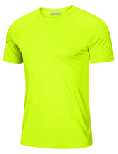 Load image into Gallery viewer, Short Sleeve Shirts for Men Sun Protection T-Shirts UPF 50+ Ultra Breathable Shirts Moisture Wicking Baselayer Casual Shirts Fluorescent Green
