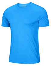 Load image into Gallery viewer, Mens Short Sleeve T Shirts Dry Fit Summer Shirts Ultra Lightweight UV Protection Hiking Shirts Athletic Tshirts Active T-Shirt Azure
