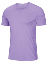 Load image into Gallery viewer, MAGCOMSEN Men's UPF 50+ Short Sleeve T-Shirt – Lightweight Moisture Wicking Gym &amp; Running Shirt | Light Purple
