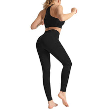 Load image into Gallery viewer, WodoWei Women 2 Piece Workout Outfits Sports Bra Seamless Leggings Yoga Gym Activewear Set (YO610-black)
