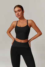 Load image into Gallery viewer, Womens Workout Sets Two Piece Seamless Stretch Cross Back Tank Top Matching Tummy Control High Waist Leggings Set 2 Piece For Women Gym Yoga Active Wear Outfits Athletic Work Out Clothes Black 2
