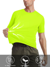Load image into Gallery viewer, Short Sleeve Shirts for Men Sun Protection T-Shirts UPF 50+ Ultra Breathable Shirts Moisture Wicking Baselayer Casual Shirts Fluorescent Green
